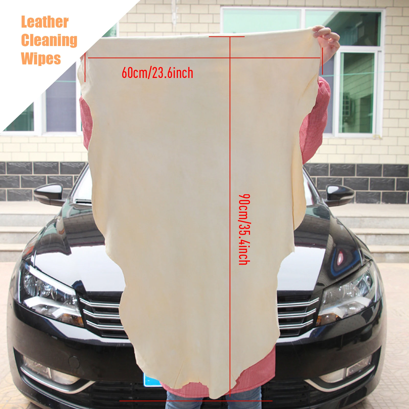 60x90cm Natural Suede Car Cleaning Cloth Genuine Leather Wash Suede Absorbent Quick-drying Towel Striped Cotton Velvet