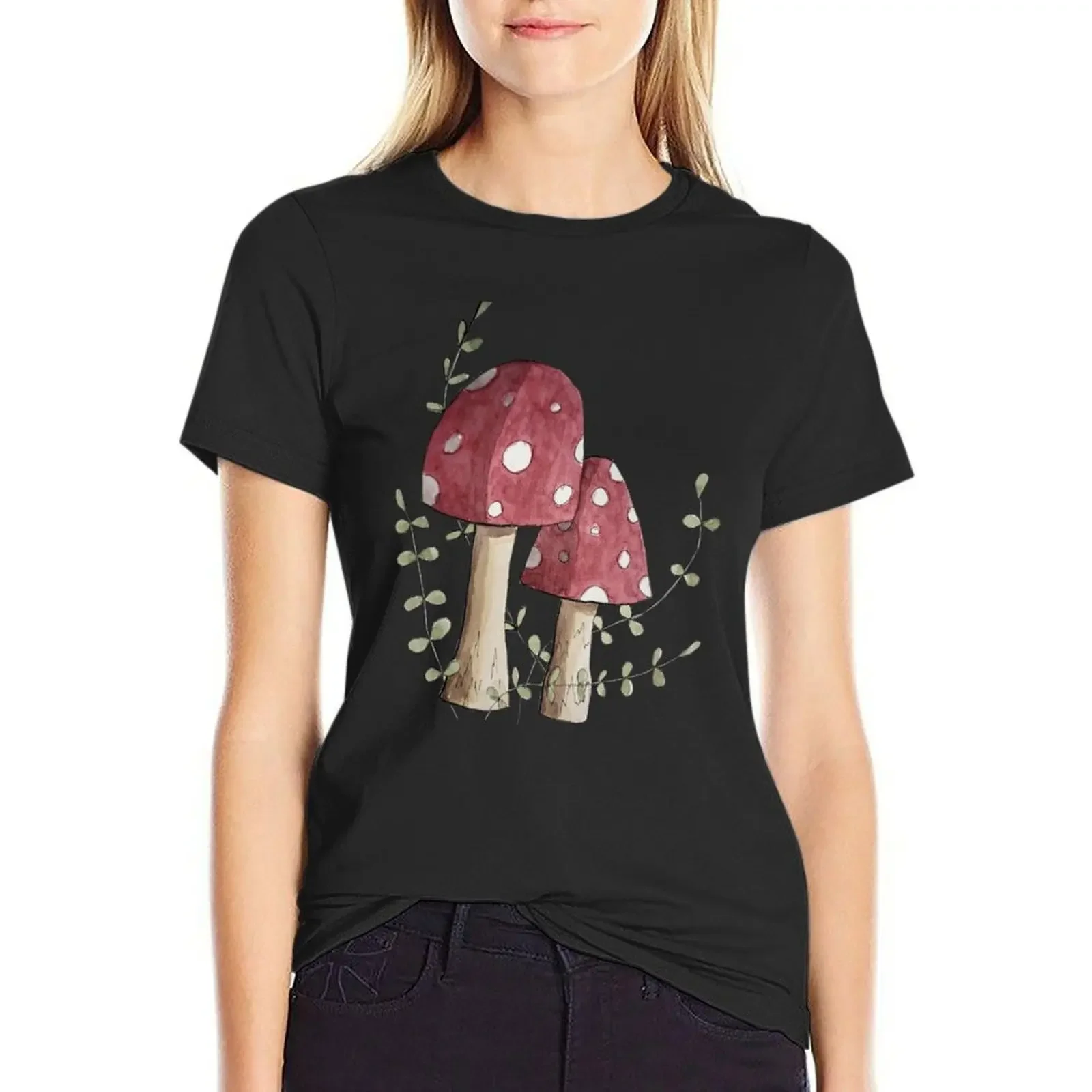 

Two Red Mushrooms T-Shirt funnys anime quick-drying funny Women clothing