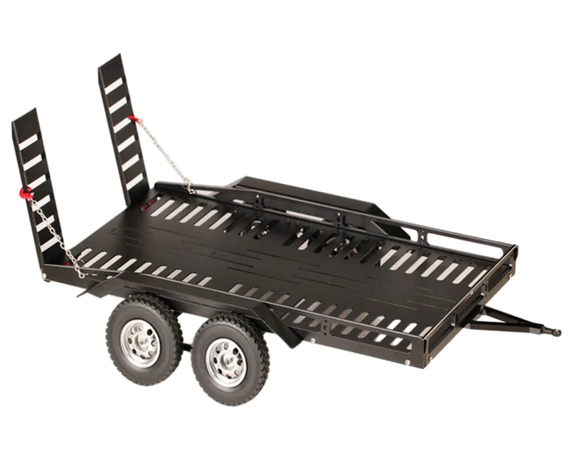 KYX Racing Heavy Duty Aluminum Trailer for 1/10 Rc Rock Crawler Truck Traxxas TRX4 Axial SCX10 SCX10 II 90046 90047 CC01 D90