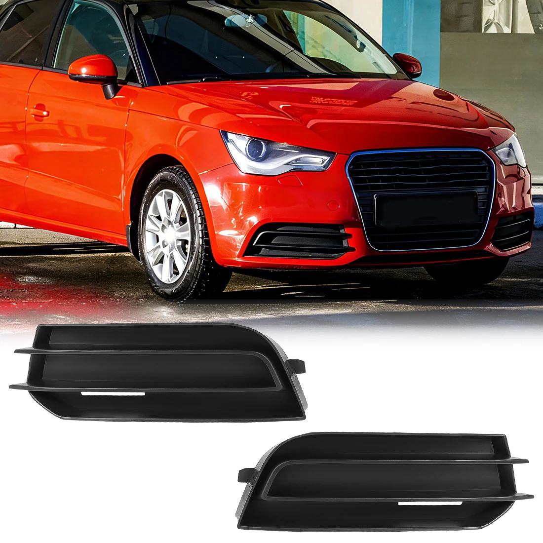Foglamp Grille For Audi A1 2010 2011 2012 2013 2014 Front Bumper Fog Light Foglamp Grille Cover Frame 8X0807681A 8X0807682A