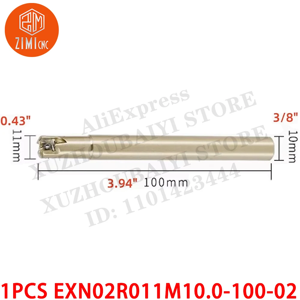 1 قطعة EXN02R011M10.0-100-02 قضيب ثقب قابل للفهرسة من فولاذ التنغستن حامل أداة الطحن الطرفي للتشغيل الخشن والطحن بتغذية عميقة 90 درجة