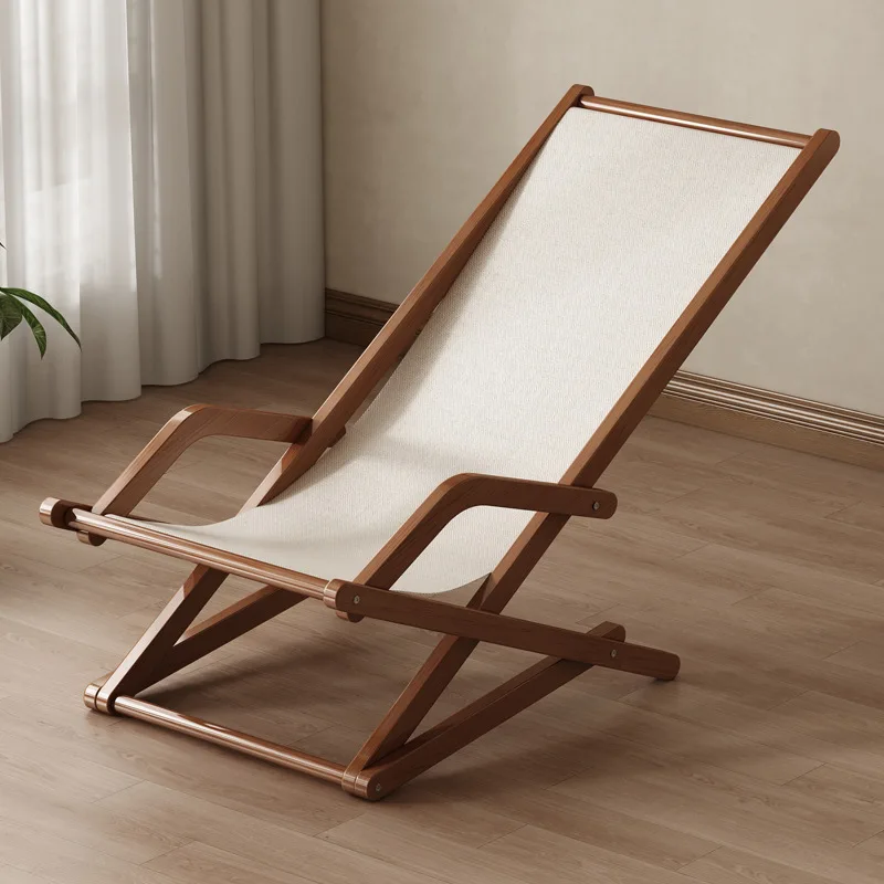 

-ww Reclining Chair Folding Beach Balcony Lazy Chair Household Outdoor Canvas Camping Sitting Reclining Storage