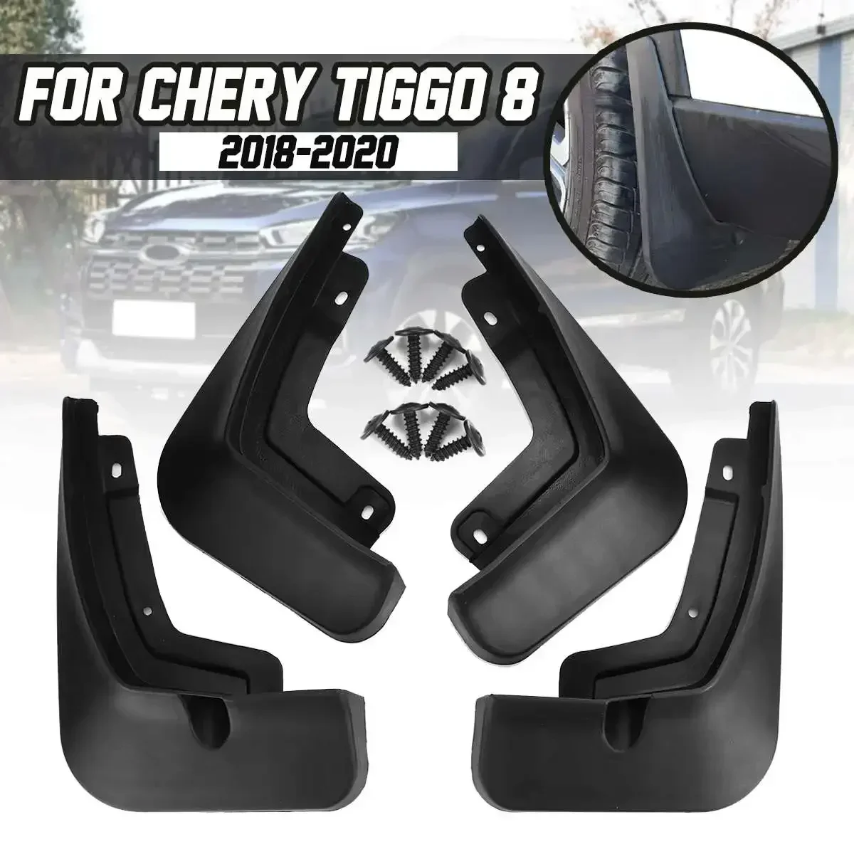 4pcs Set Mud Flaps Auto Front Rear Mudguards Special Car Mud Flaps Mudflaps for CHERY TIGGO 8 2018-2020 2020 2019 2018 Body Kit