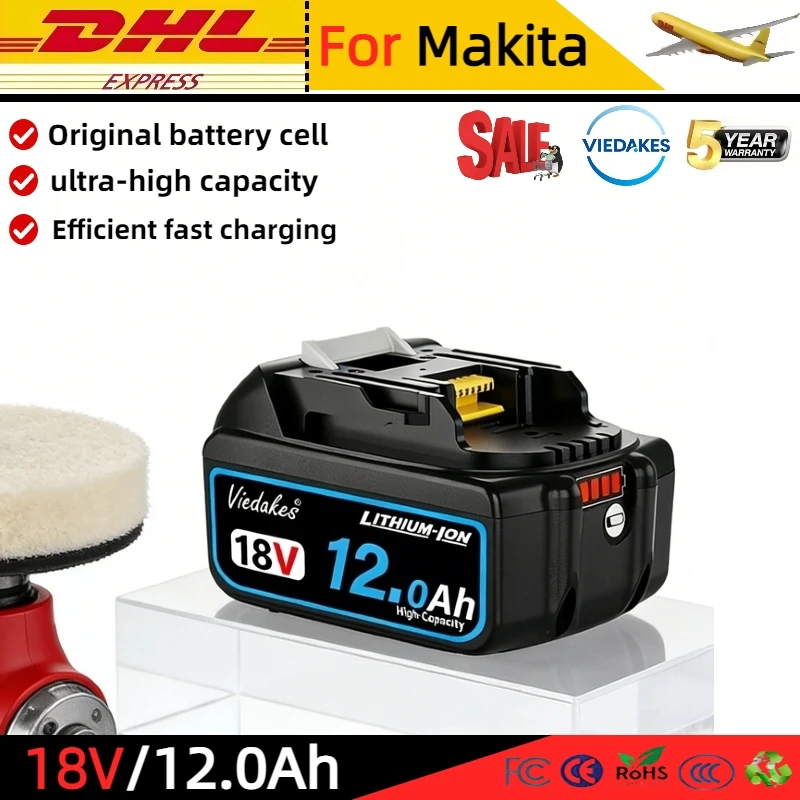 

2025 New 18V 12000mAh Rechargeable power tool Battery, for Makita battery Tool 18v DDF487 DTD172 DGA404 DJV182 HR140Z❀✈