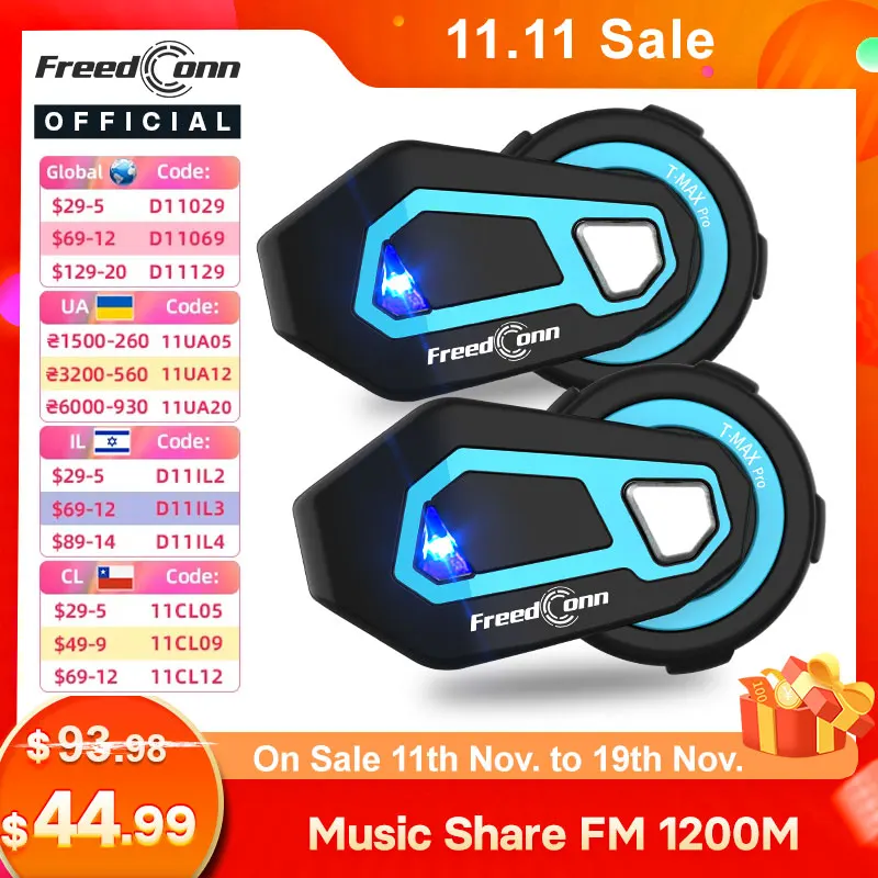 

Мотогарнитура для шлема Freedconn Group, Bluetooth-гарнитура для мотоциклетного шлема, 1200 м