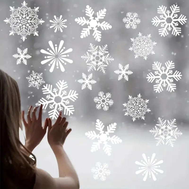 Snowflake Window Stickers - Removable Static Cling Decals, Ideal for New Year And Christmas Decorations,White Snowflake Designs