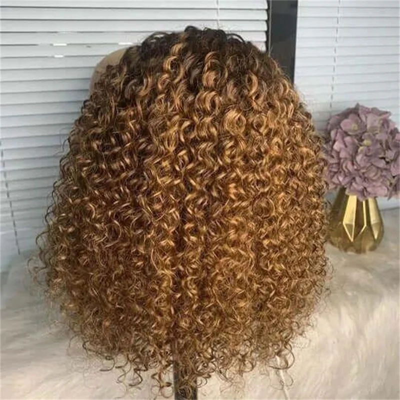Wig keriting 180 panjang lembut cokelat Ombre populer 26 inci wig depan renda dalam preplock untuk wanita dengan rambut bayi tanpa lem harian