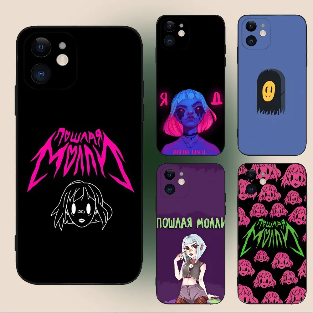 Poshlaya Molly Band Phone Case For iPhone 15,14,13,12,11,Plus,Pro Max,XS,X,XR,SE,Mini,8,7 Soft Silicone Black Cover