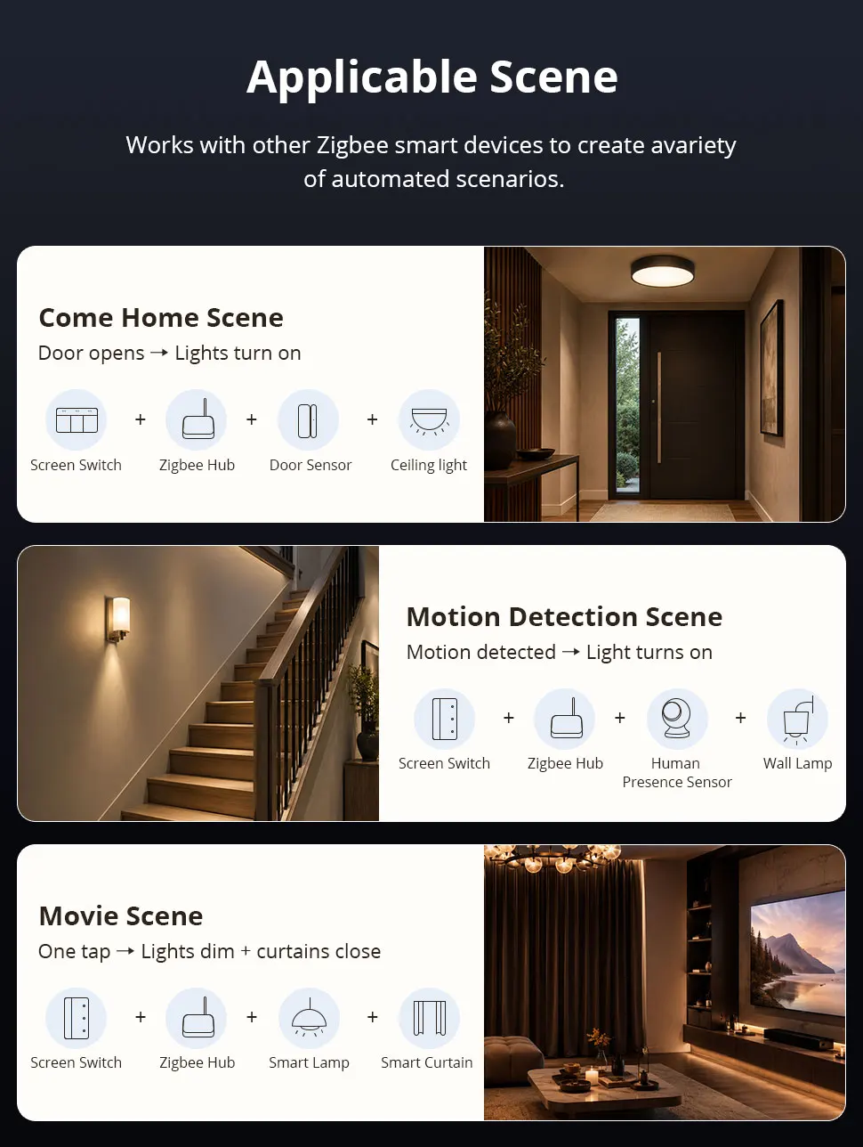 Zemismart Zigbee Smart Dimmer-Schalter mit benutzerdefinierbarem Namensbildschirm und horizontaler Drucktaste, kompatibel mit Tuya und Google Home über M6 Hub – Detail 12