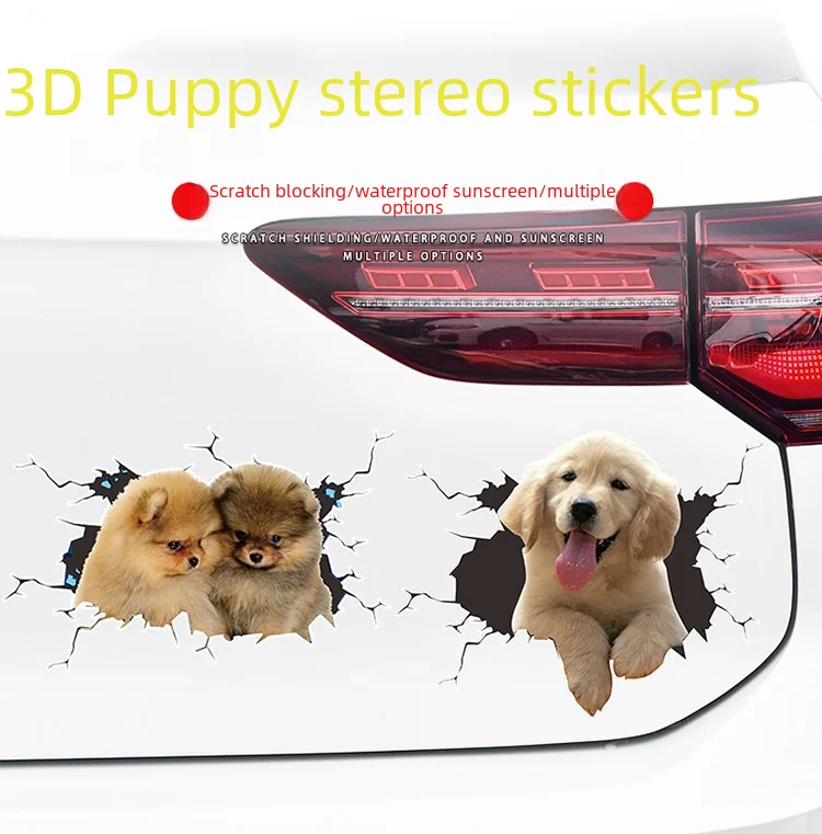 3D Cartoon Dog Car Stickers Personalized Scratch Cover Car Body Tail Bumper Scratch Cover Decals