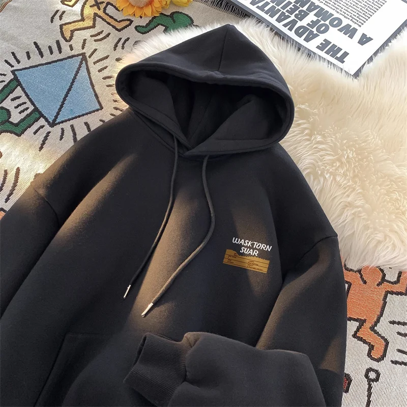 Spring Letter Graphic Hoody Mens New Streetwear Clothes Loose Hooded Sweatshirts Y2K Vintage Fashion Printed Pullover Hoodies