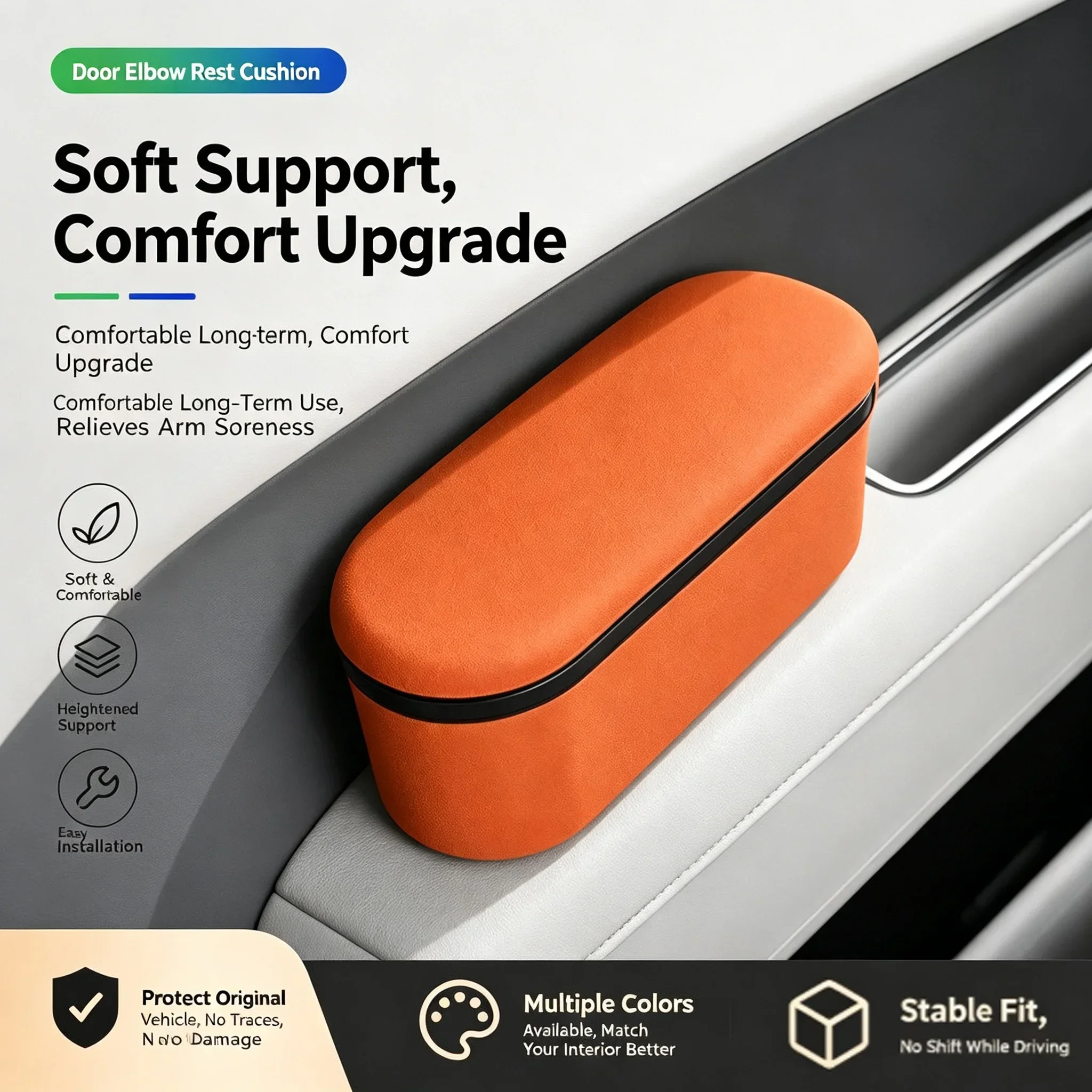 Car Armrest Storage Box Elbow Support Pad Heighten Arm Rest Cushion Ergonomic Center Console Armrest Extender Car Interior Parts