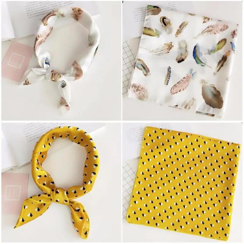

DS 1pc Fashion Wraps Hair Bands Ribbon Headband Bag Accessories Headscarf Square Scarf For Women Silk Feeling Shawl Satin Hijab
