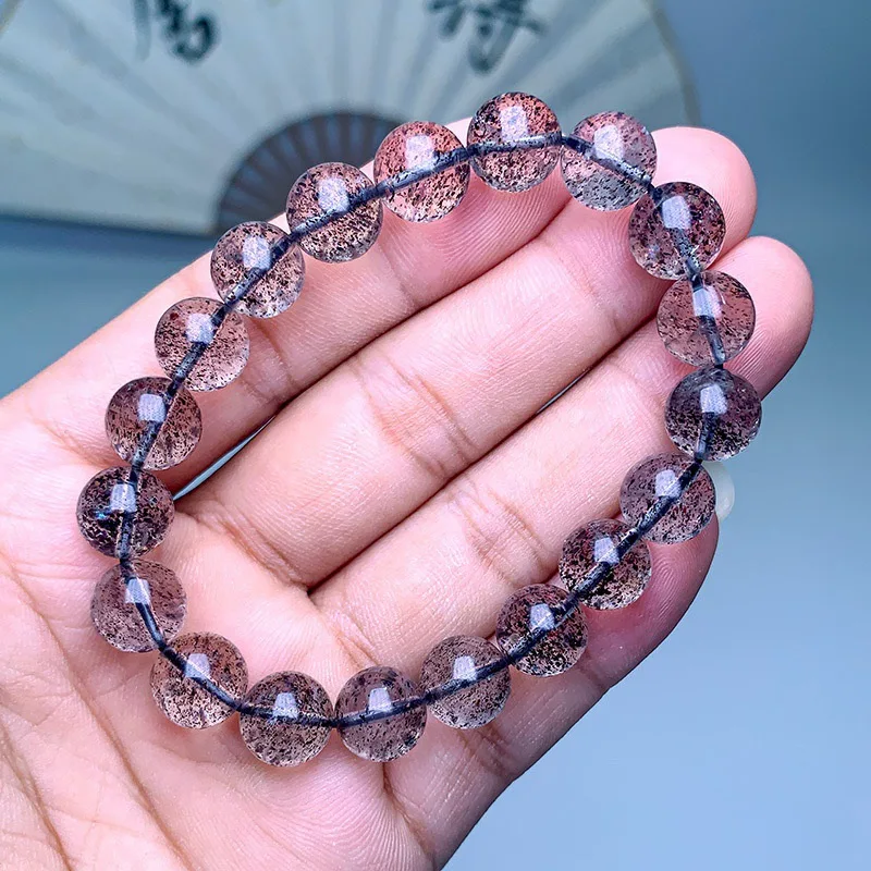 

New Natural Seven Strawberry Mica Piece Black Flash Bracelet