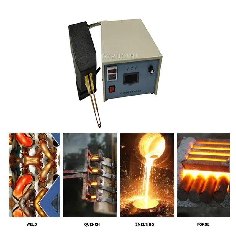 

5KW 220V 500KHZ-1100KHZ HDG-5 Super High Frequency Induction Heating For Brazing Small Parts Metal Heat Treatment Equipment