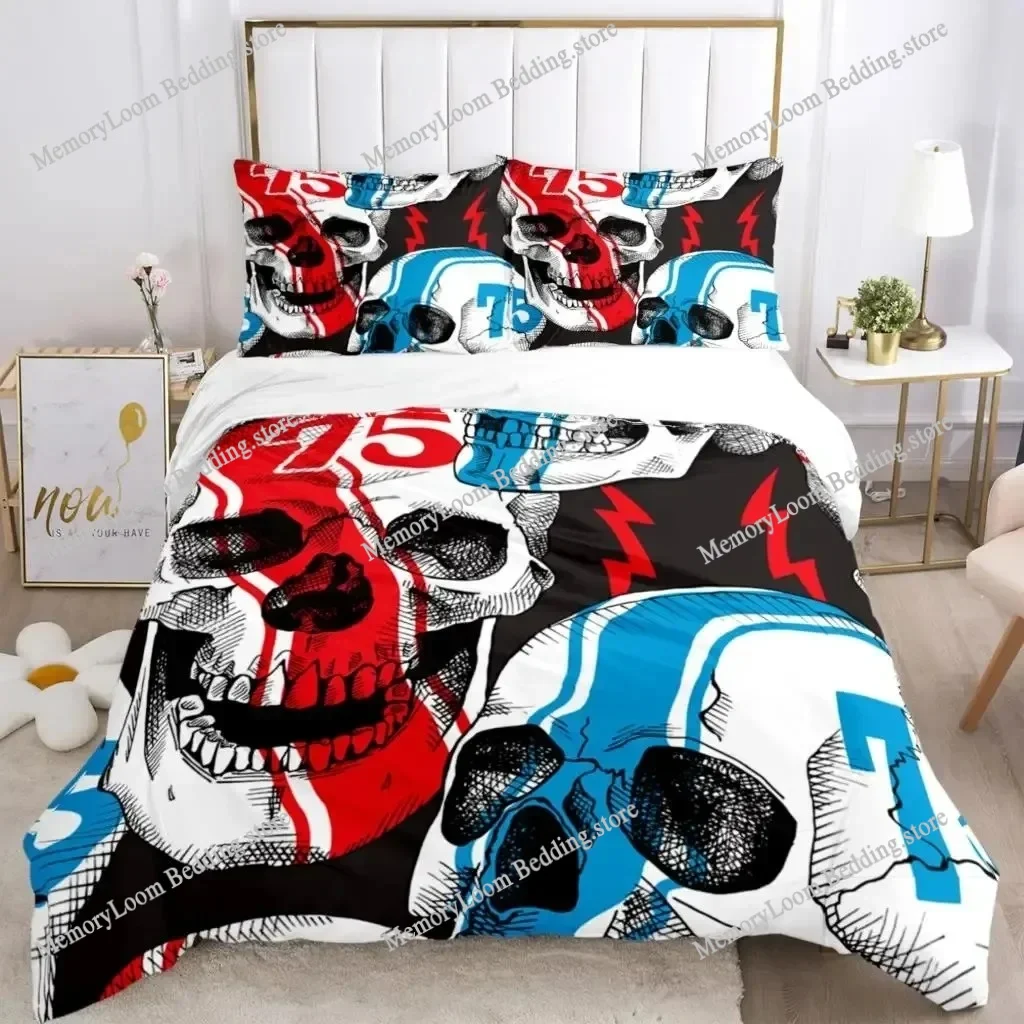 

Skull Art HD Print Three Piece Bed Set Fashion Bedding Article Children Or Adults For Beds Quilt Covers Pillowcases Pillow
