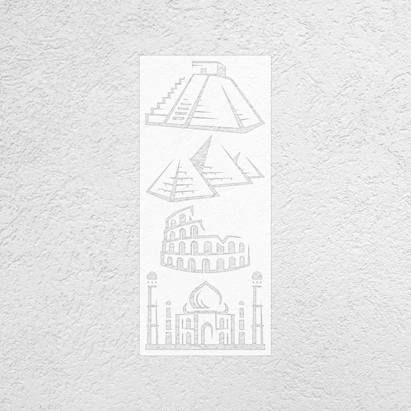 73 سنتيمتر-12 سنتيمتر جدار استنسل للرسم الجص تخصيص قالب لطلاء معالم مجموعة الهرم الكولوسيوم تاج محل S656 #2