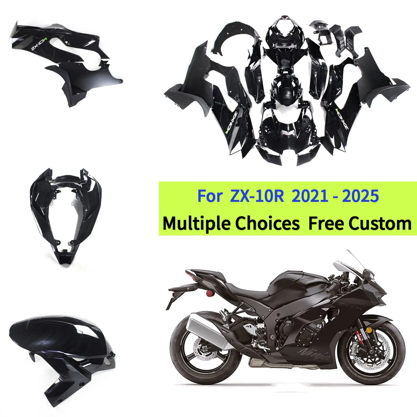 

Обтекатели для мотоцикла KAWASAKI ZX-10R 2021 2022 2023 2024 2025 ZX10R | Глянцевый черный пластиковый корпус