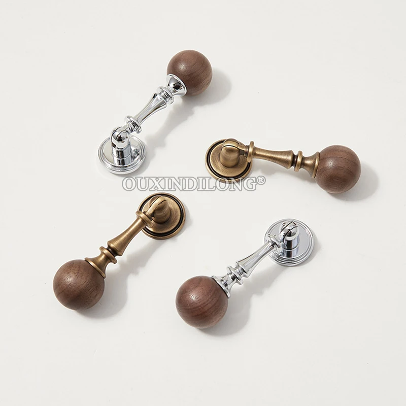 10PCS Solid Brass+WALNUT Pendant Furniture Pulls Handles Drawer Knobs Cupboard Wardrobe Closet Dresser Wine Cabinet Pulls Knobs