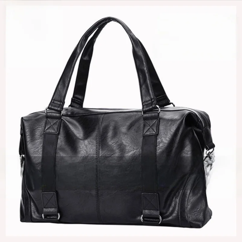 Men's Leather Handbag Large Capacity Travel Bag Business Trip Bag 2023 New Model Handbag with Rod Travel Bag Leather Goods