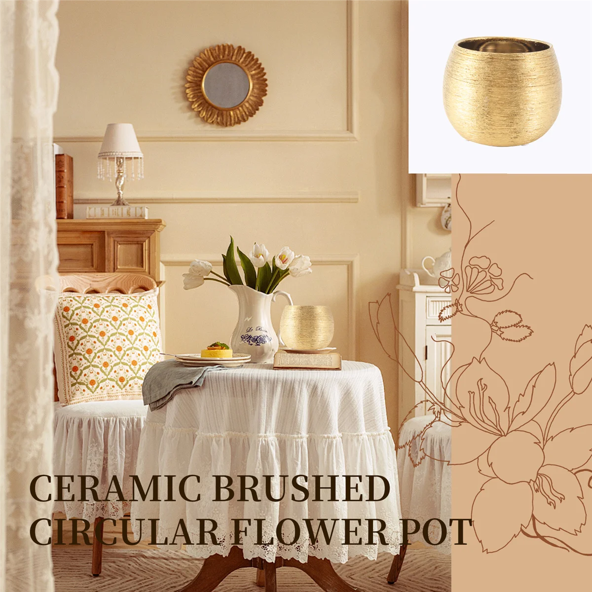 Ceramic Plant Pot Planter Unique Gold-Plated Creative Flower Pot Succulent Flowerpot Flower Vase Plant Pot - Image 6