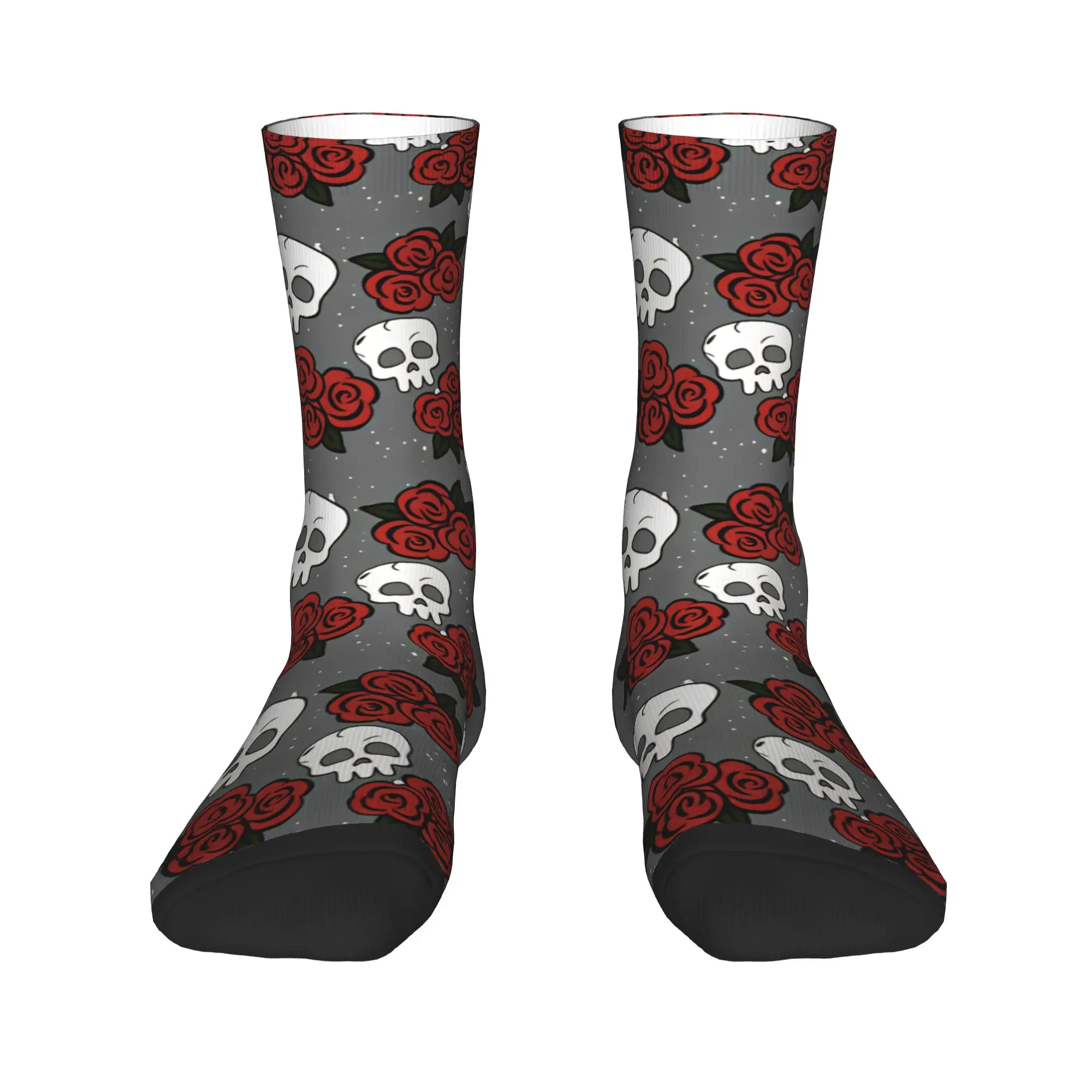 Halloween Skeleton Flower Stockings  Pattern Gothic Socks Autumn Anti Slip Socks Unisex Men Running Soft Breathable Socks