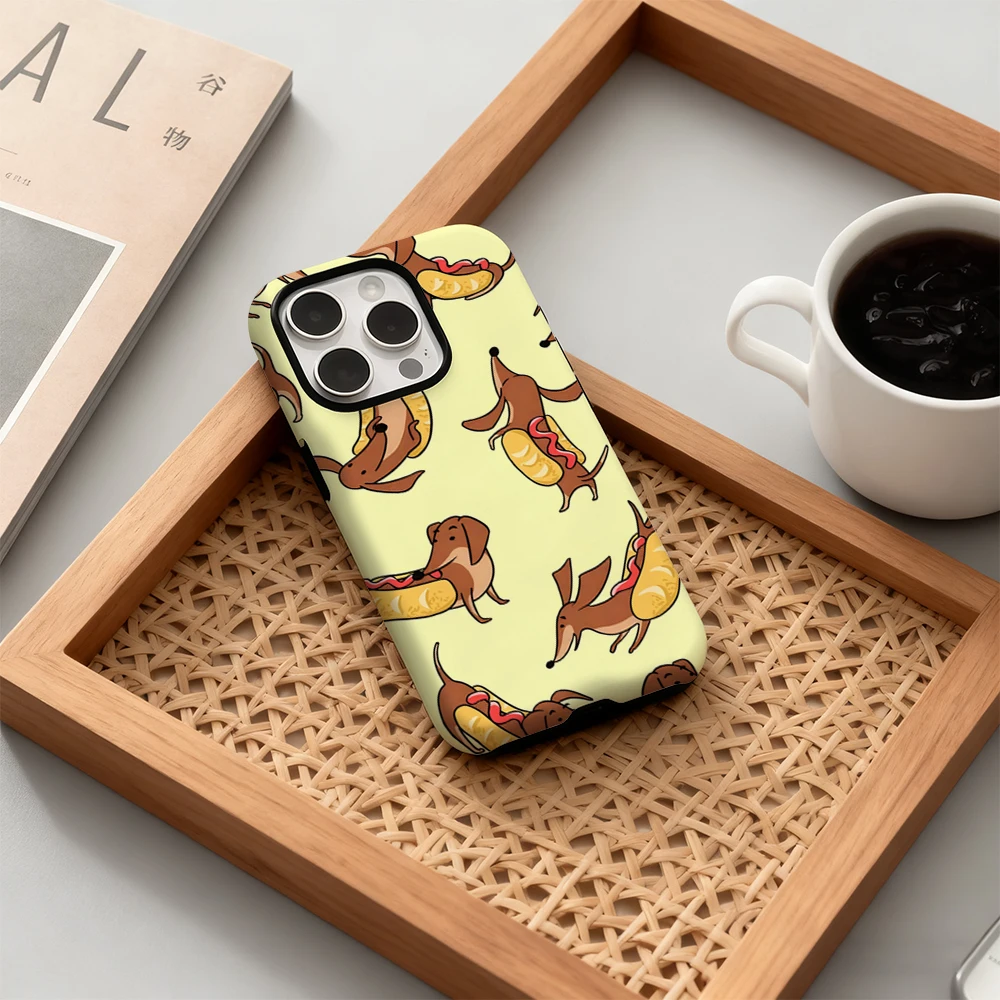 핫도그 푸프스 아이폰 17 16 15 14 13 12 11 X XS XR XSMAX 7 8 에어 프로 맥스 플러스 럭셔리 이중 레이어 백 커버