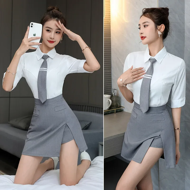 New Autumn High-end Sexy Culottes Clothing Casual Foot Bath Technician Work Clothes Hotel Front Desk Mid Sleeve Spa Beautician