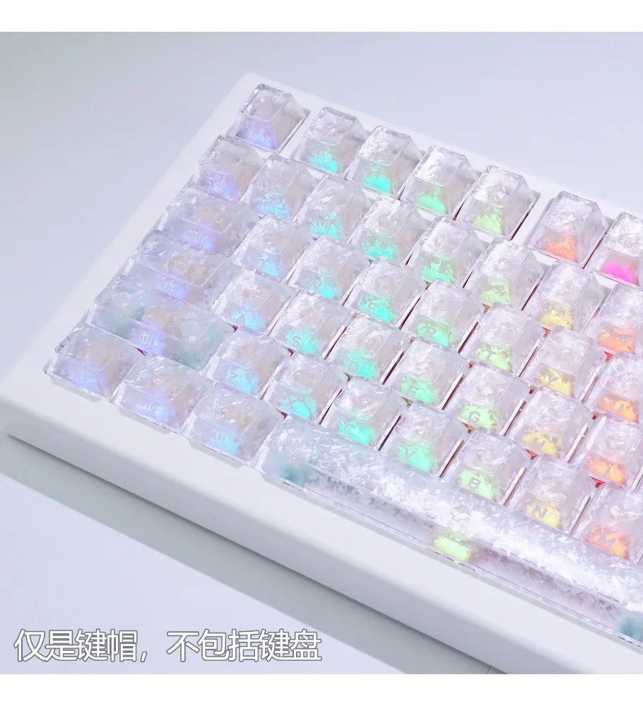 Carbon Fiber Textured Keycaps PBT Advanced Thermal Sublimation Side Engraved Ice Carbon Pattern Transparent