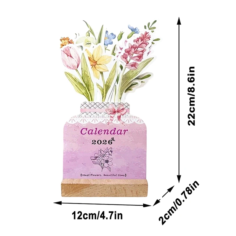2026 Mini Desk Calendar – Bloomy Flowers Design, Standing Monthly Planner For Home, School, Office