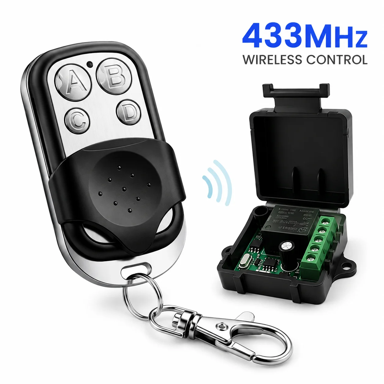 433MHz 12V 4-Channel Wireless Remote Control Switch, RF Relay Receiver Module Kit with Transmitter