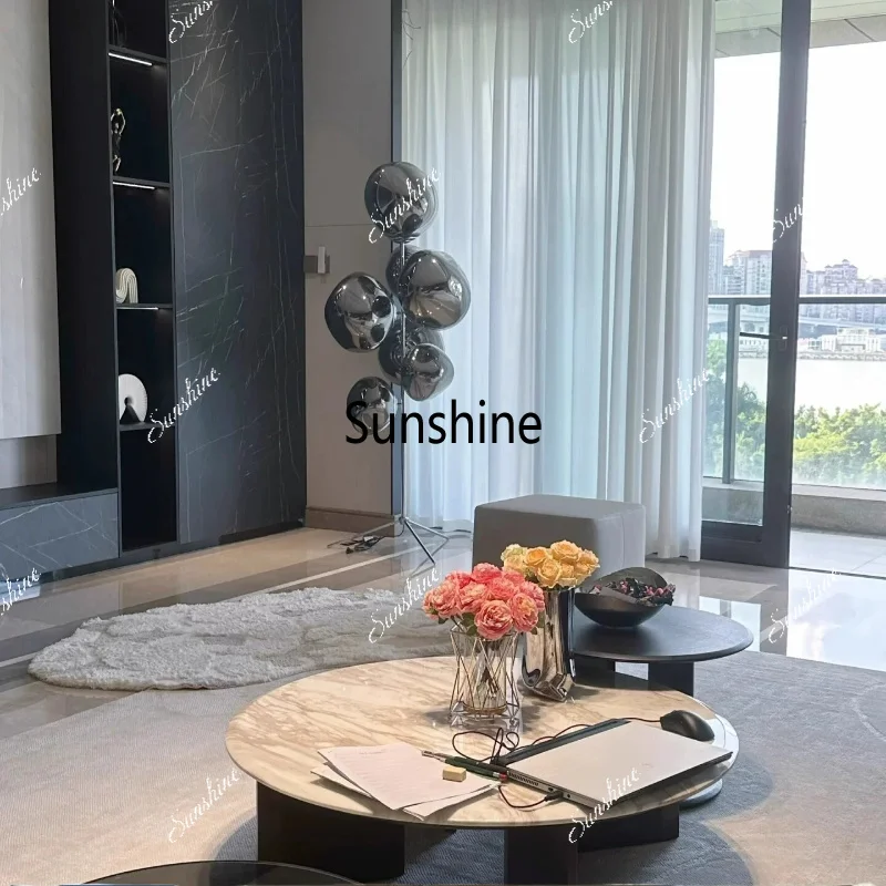 Italian minimalist marble coffee table design high-end villa