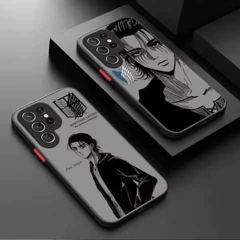 Anime AOT Eren Yeager Matte Case For Samsung Galaxy S25 Ultra S23 S24 S22 S21 Plus FE A56 A36 A26 A16 A06 A15 A25 A35 A55 5G