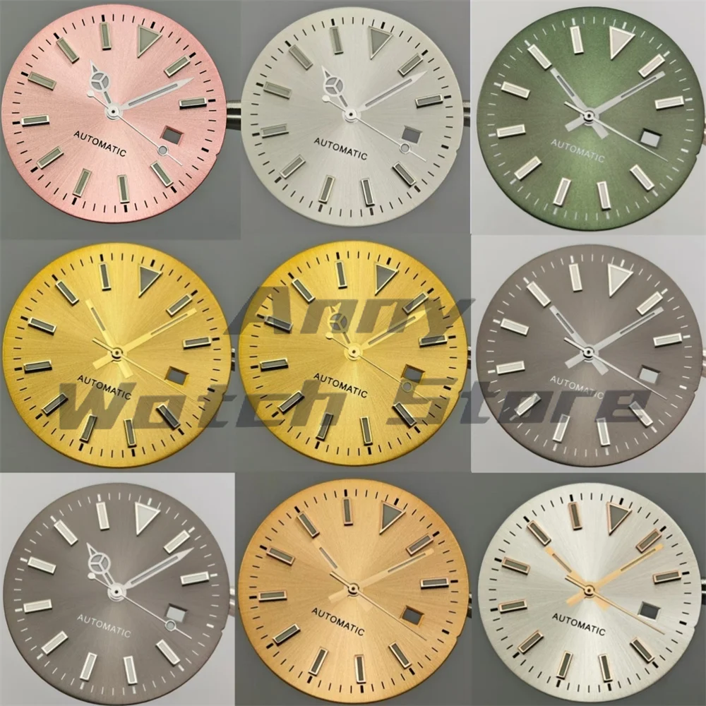 24.5mm Sunburst Women Watch Dial Hand Set White Gray Green Pink Gold Rose Gold Dial Fit NH05 Movement For Lady Watch