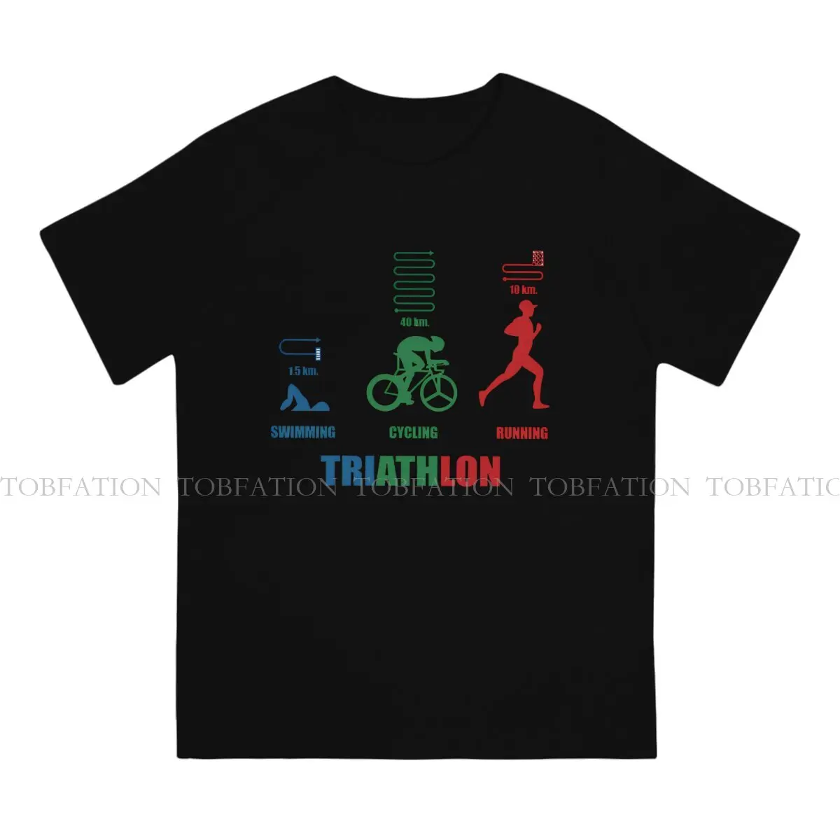 Swim Bike Run Newest TShirts Triathlon Men Style Pure Cotton Tops T Shirt Round Neck