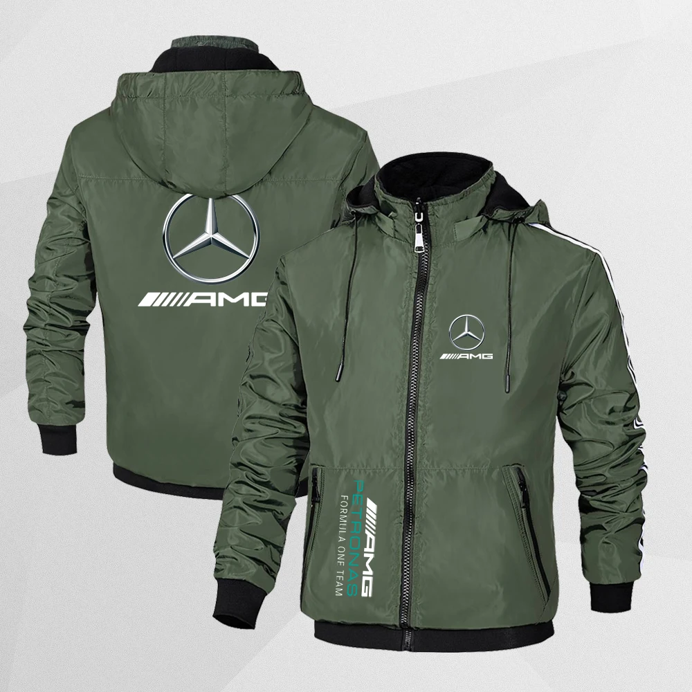 Jaqueta de ganso dupla face, masculina e feminina, jaqueta casual de algodão esportiva, Mercedes Benz, outono, inverno, 2024