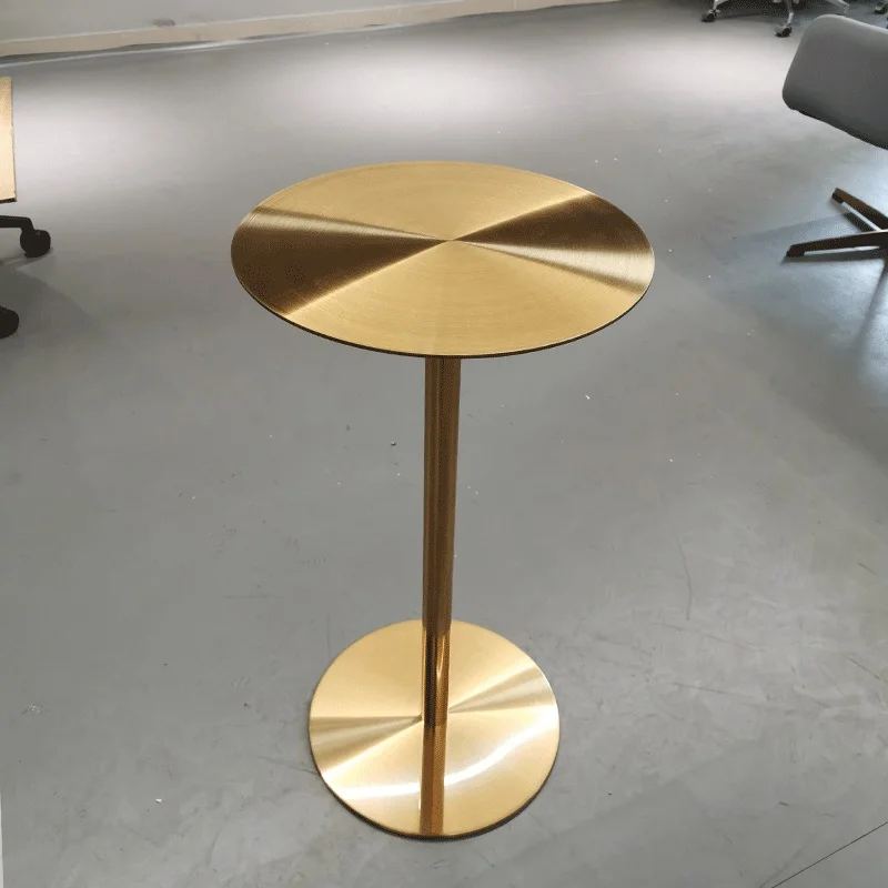 Luxury Gold Plated Stainless Steel Round Tall Cocktail Table Hotel Banquet Bar Wedding Wine Cellar Cafe Club