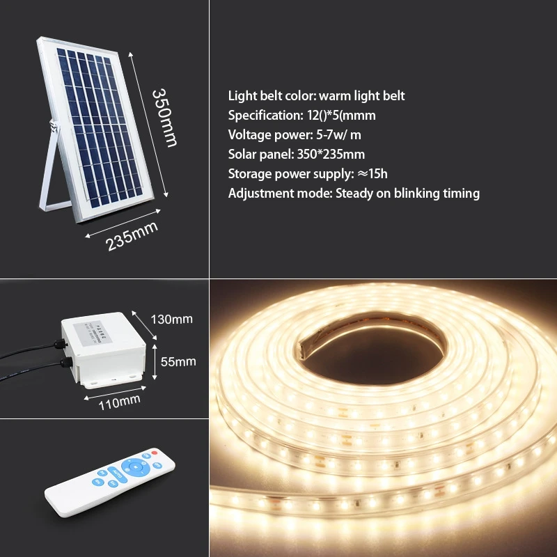 Strisce luminose solari Stringa luminosa per esterni Decorazione del giardino di Natale Ghirlanda stradale solare