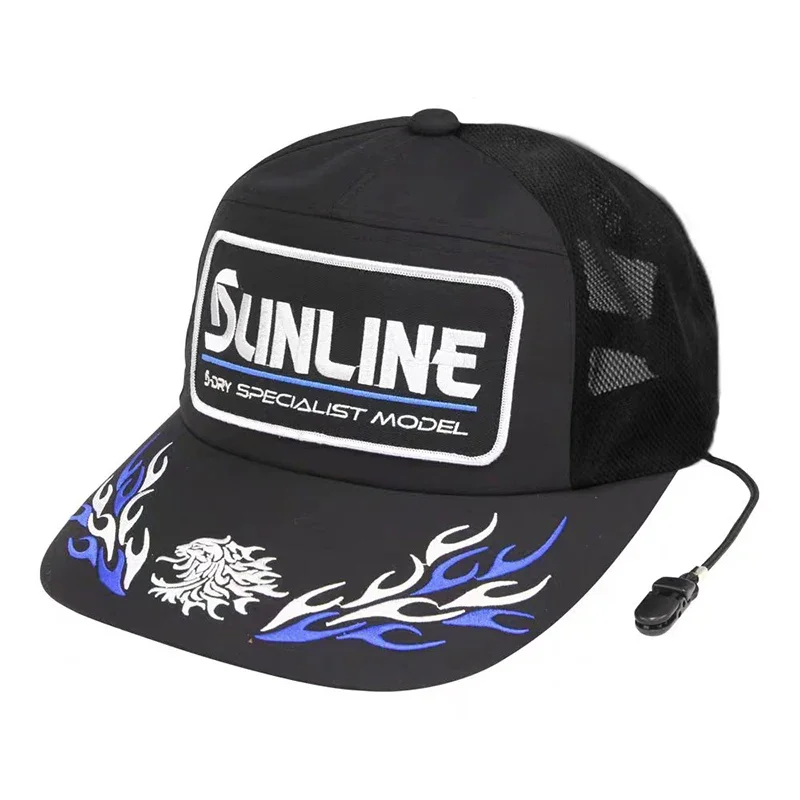 Sunline Fishing Cap Summer Sun Protection Embroidered Fishing Hat with Clip Quick Dry Adjustable Outdoor Sports Baseball Caps