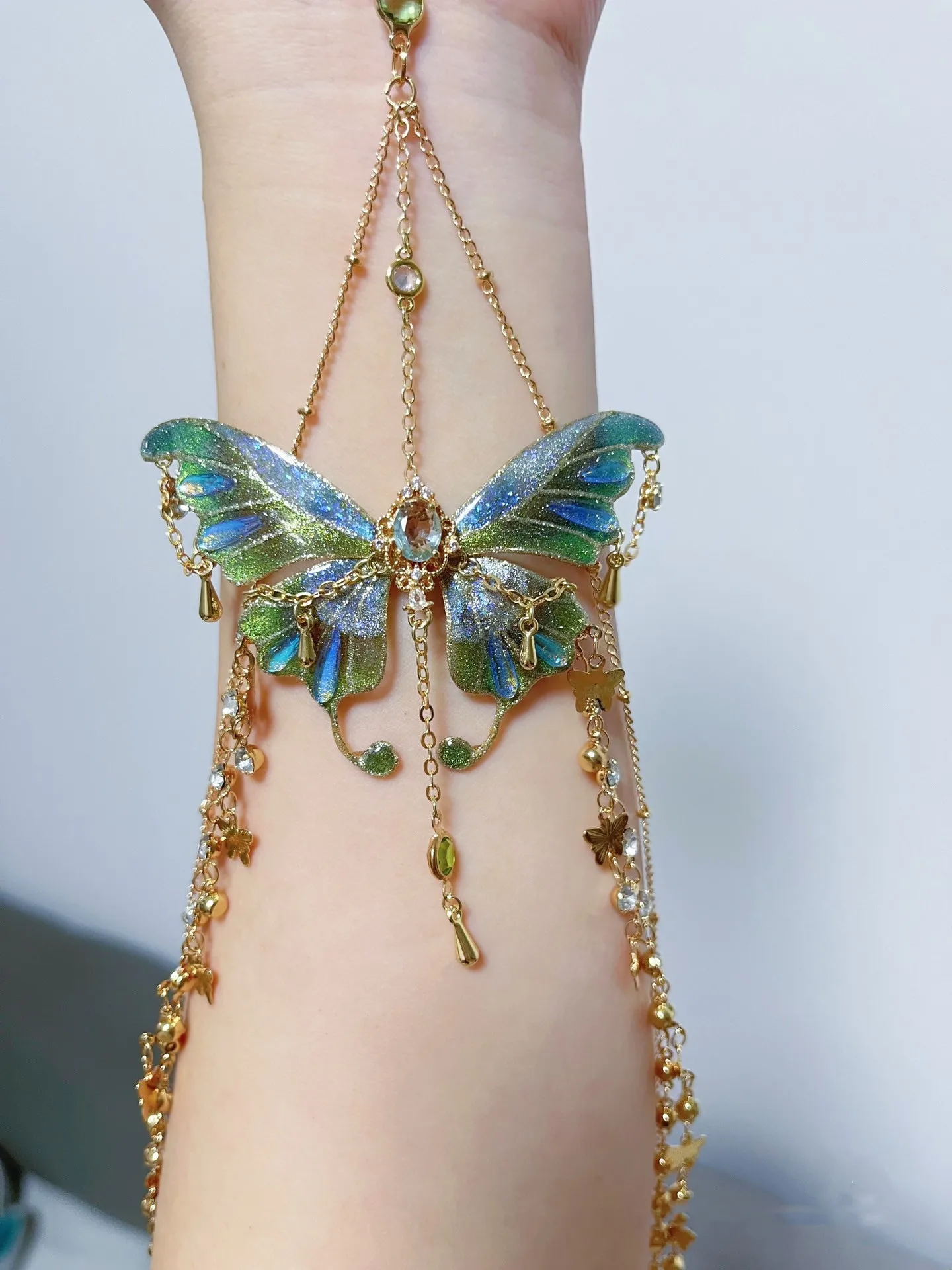 Green handmade girl butterfly leg chain women jewelry free shipping