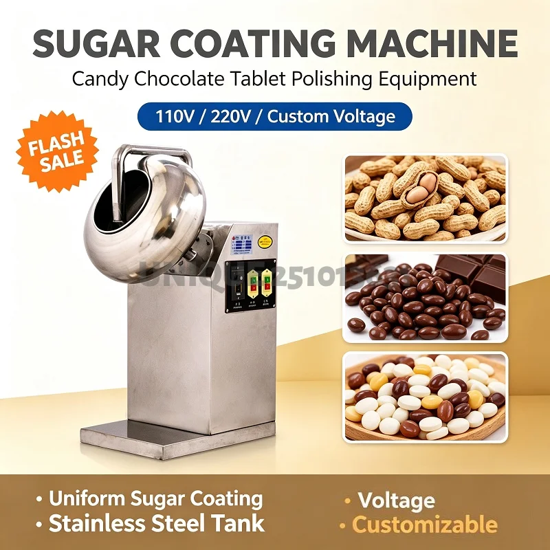 High Speed Sugar Coating Machine Temperature Adjustable Nuts Chocolate Coating Machine Peanut Coating Machine for Small Business