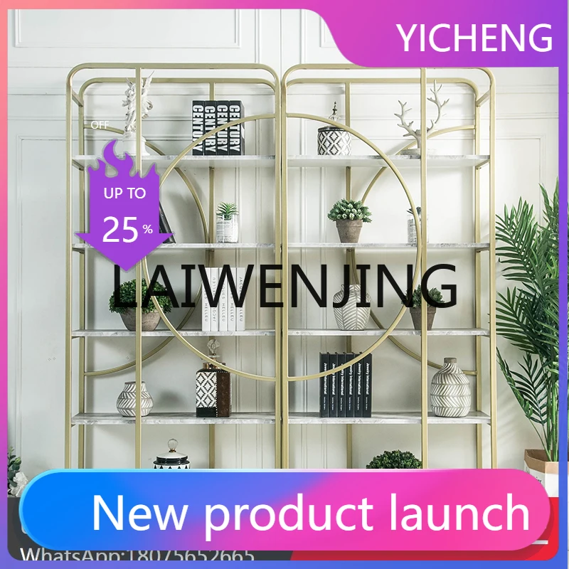 

LYY Nordic Shelf Floor Bookcase Metallic Living Room Creative and Slightly Luxury Iron Display Bookshelf