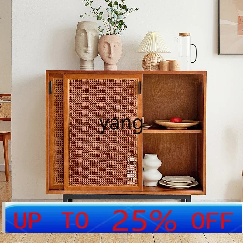 

LH Solid Wood Rattan Sideboard Cabinet Modern Minimalist Wall Shoe Cabinet Living Room Home Storage