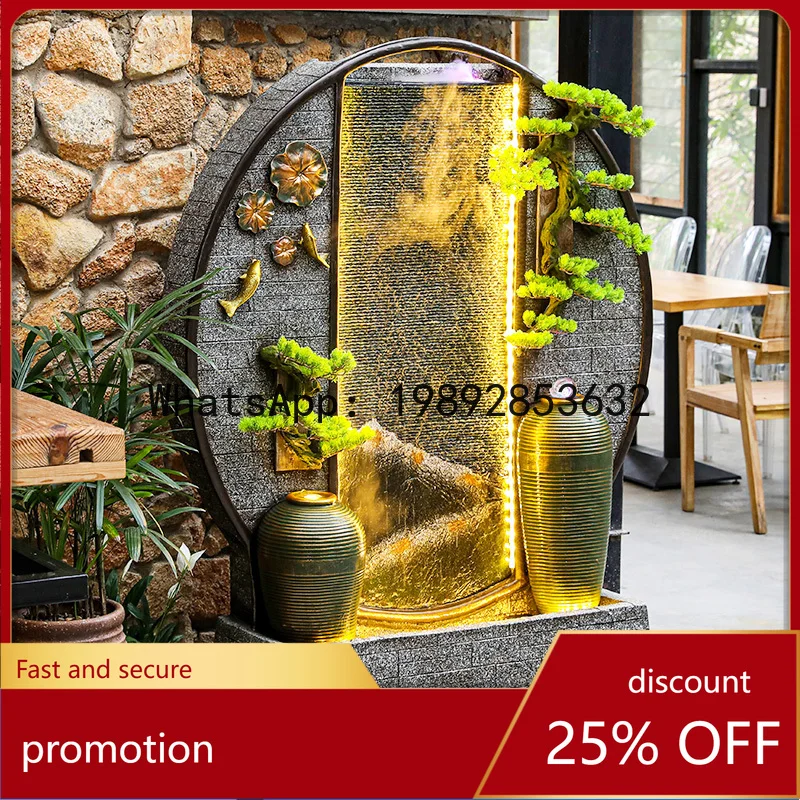 

HXL Декоративный фонтан-водопад с каменной композицией и колесом для привлечения богатства, для ландшафтного дизайна двора и улицы