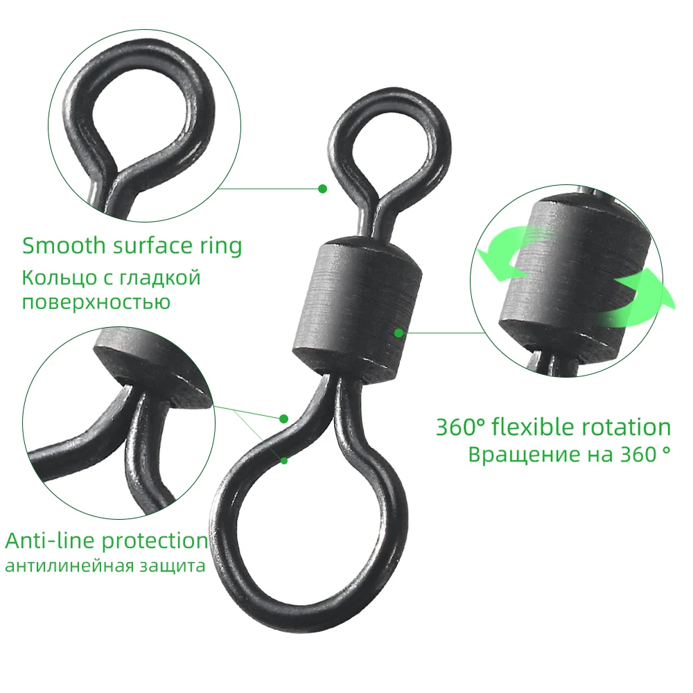 DNDYUJU Carp Fishing Accessories Chod Matt Black Carp Fishing Connector Pin Bearing Rolling Swivel  Fishing Tackle Connector