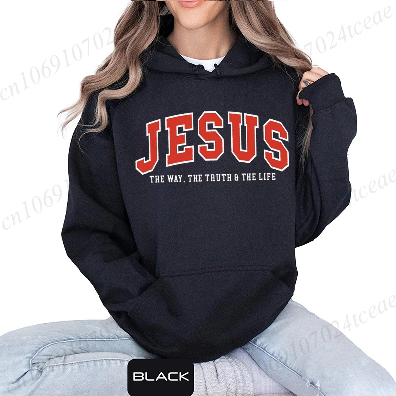 Jesus Mode Hoodies Sweatshirt Der Weg Die Wahrheit Das Leben Gedruckt Herbst Winter Hoodie Bibel Vers Mit Kapuze Lässige Sportswear