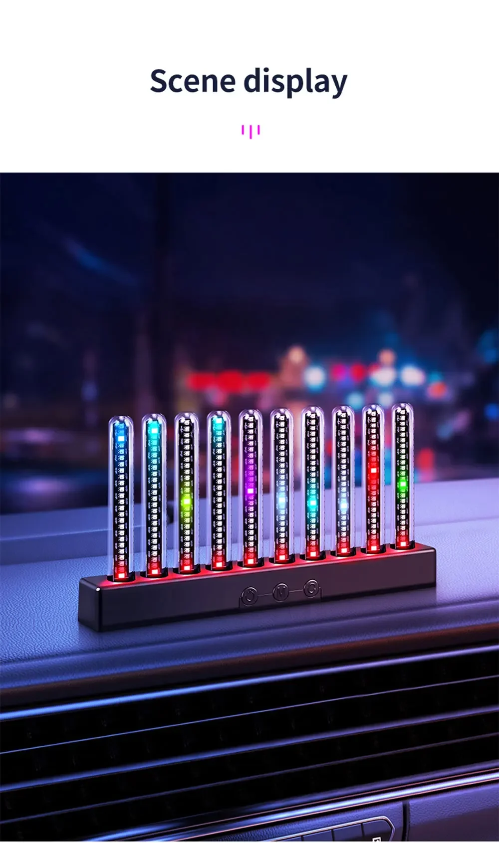Auto RGB Pickup Licht Spektrum Rhythmus Atmosphäre LED Leuchtende Röhre Musik Tischset Auto-Ornament Sprachgesteuertes Geschenk – Detail 17