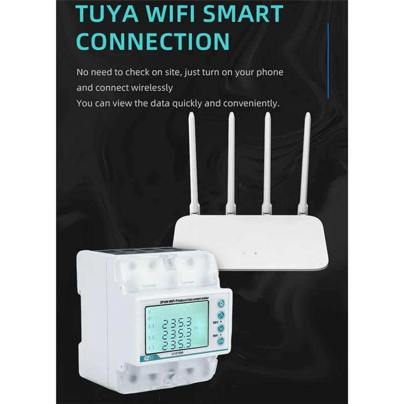 APPLIA-3 Phase 4 Wire 100A Tuya Wifi Smart Bi-Directional Energy Power Kwh Meter Over Under Voltage Protector Over Load Protect