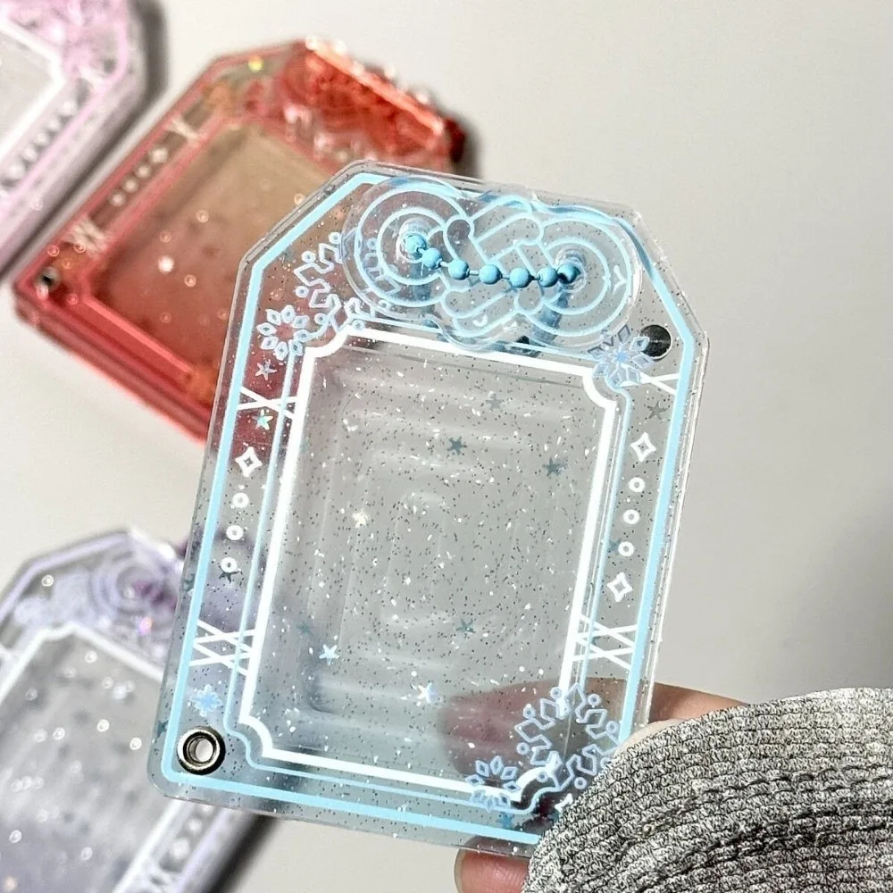 Cute 1 Inch Photocard ID Holder Acrylic Clear Kpop Idol Card Protector Magnetic Closure Floral Pattern Magnetic Photo Cover Case