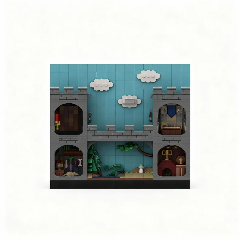 628PCS MOC Medieval Castle Dungeons Dragons Classic Fantasy Minifigure Fitting Ikea Sannahed 25X25 Cm Frame Model DIY Gift Home